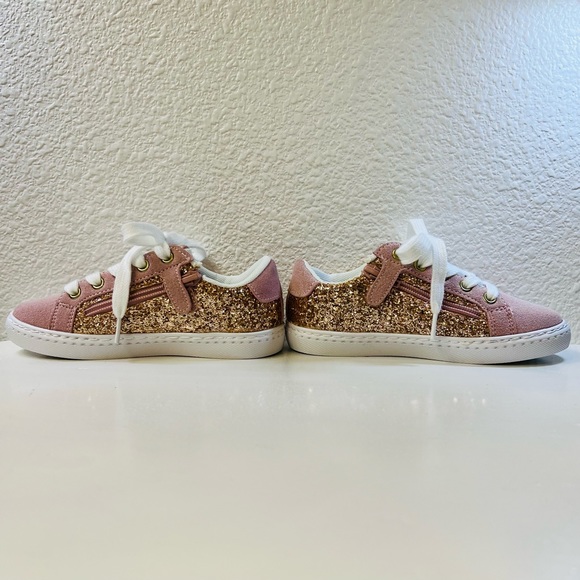 ♥️HP HOO Mia Star Glitter Sneakers Sz 11 Rose Gold Pink Easy Zip & Velcro NWOT - Picture 4 of 9